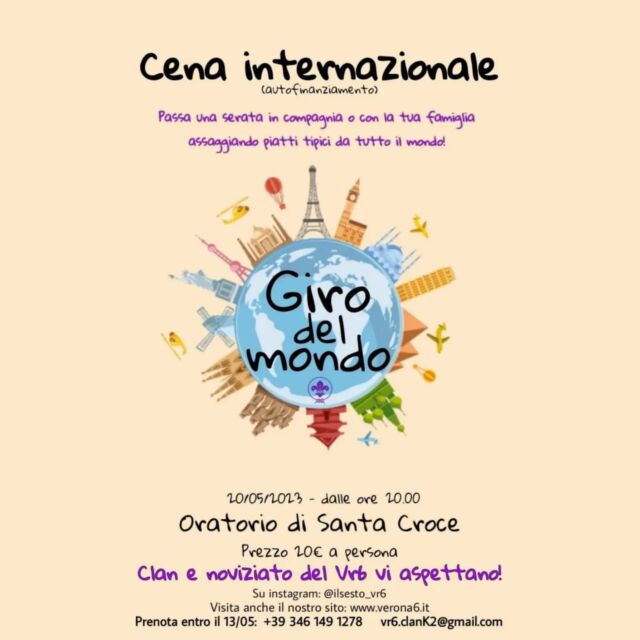 La cena di autofinanziamento si sta avvicinando! Sapete di cosa si tratta?⏰

Noi del clan e del noviz durante il triduo pasquale siamo andati a fare un campo di servizio a Torino, dove abbiamo dato una mano al @sermig_arsenaledellapace
Lì ci siamo messi in gioco insieme ad altri volontari per aiutare chi aveva bisogno. È stato un bel modo per conoscerci meglio e incontrare tanti altri scout, oltre che per mettere in pratica la scelta di servizio che ci accompagna sempre!🌍

Per coprire i costi di questo evento abbiamo deciso di chiedere il vostro contributo, offrendovi in cambio una cena internazionale! Ci sarete? Vi aspettiamo!🫵

#autofinanziamento #brancars #clan #noviziato #scout #scouts #scouting #agesci #agesciveneto #fis #exploring